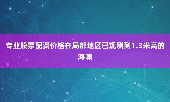 专业股票配资价格在局部地区已观测到1.3米高的海啸